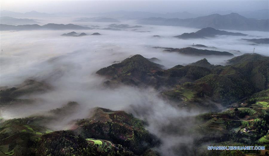 Vista aérea del paisaje de las Terrazas de Fengyan