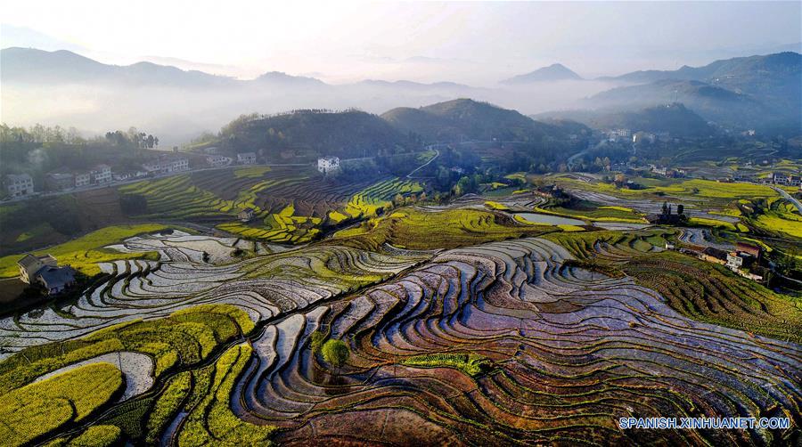 Vista aérea del paisaje de las Terrazas de Fengyan