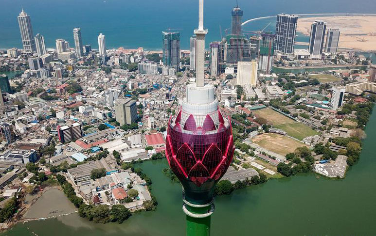 Vista aérea de la Torre Loto en Colombo